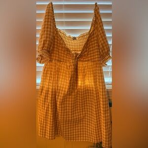 Gingham Puff Sleeve Dress Yellow